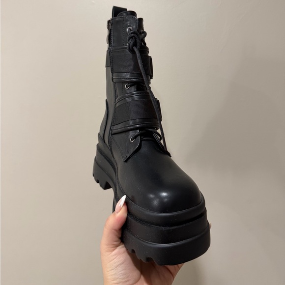 Fashion Nova Black Moto Boots for Rave - Picture 2 of 4